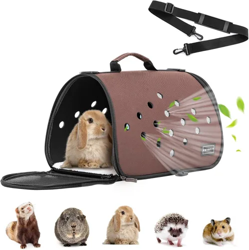 Petsfit Transportador de conejos, 16 x 9 x 9 pulgadas, transportador portátil con orificios de ventilación, transportador de conejillos de indias