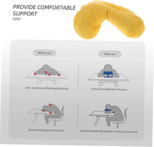 Miniatura 3 de Almohada suave con forma de dona, almohada de espuma viscoelástica para dormir boca abajo, malla transpirable, color amarillo