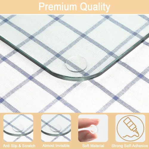 Miniatura 3 de Protector de mesa de vidrio suave transparente autoadhesivo de alta calidad, antideslizante y arañazos para mesa de cristal, almohadillas redondas