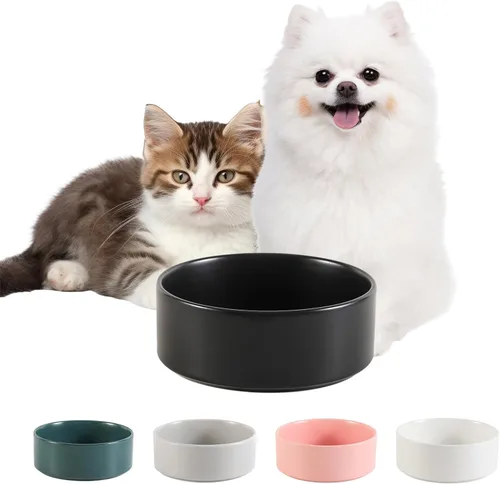 Cuenco de cerámica para perros para comida y agua, cuenco comedero para mascotas para perros y gatos pequeños, plato de alimentación de cerámica