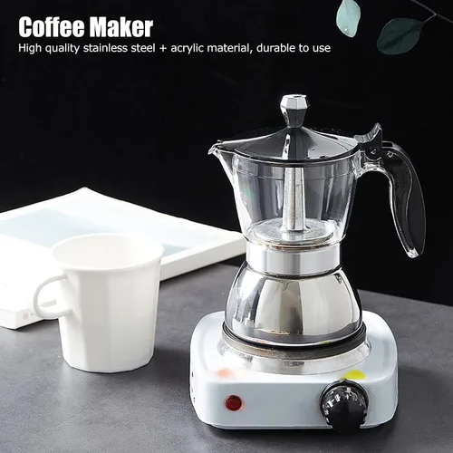 Miniatura 4 de Qiilu Cafetera de acero inoxidable para 4 tazas, para estufa, cafetera, suministros de cocina