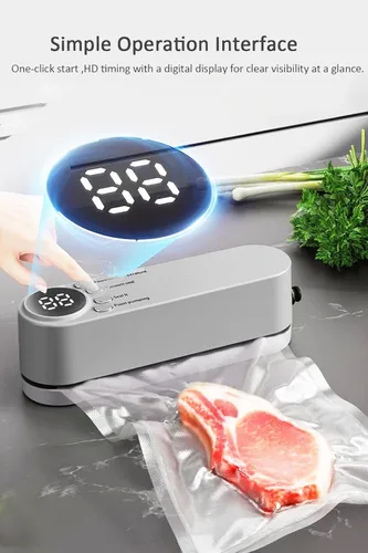 Miniatura 2 de Mini sellador al vacío, 3 en 1, sellador al vacío de mano inalámbrico para almacenamiento de alimentos secos/húmedos con 4 bolsas de aperitivos, Gris