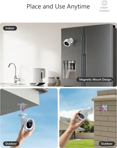 Miniatura 2 de Cámaras de seguridad Viigytek inalámbricas para exteriores magnéticas, WiFi 2.4G 2K alimentadas por batería, detección de movimiento de inteligencia