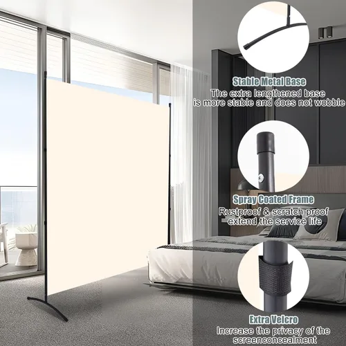 Miniatura 2 de Divisor de Habitación Panel Individual Pantalla de Privacidad, 71''x72''H Divisor Grande para Separación de Habitaciones, Tela Engrosada Pantalla