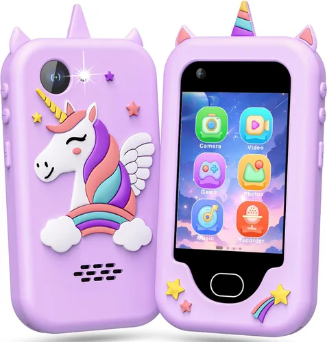 Miniatura 13 de Lapare - Teléfono inteligente para niños, 2.8'' de pantalla táctil HD con cámara doble para niños, teléfono de juguete de dinosaurio