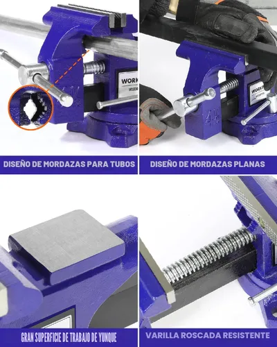 Miniatura 7 de WORKPRO Tornillo de banco, tornillo de 4-1/2" para banco de trabajo, tornillo de combinación de utilidad para tubería y hogar, tornillo de banco