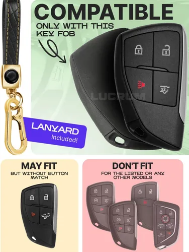 Miniatura 2 de Lucrum Funda para llavero GMC y Chevy y llavero de cuero, funda de TPU para Suburban Acadia Sierra Tahoe Yukon - 2014-2025