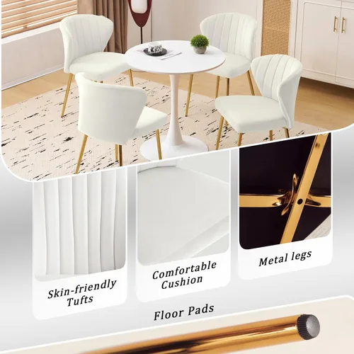 Miniatura 6 de Juego de 2 sillas de comedor de terciopelo, sillas de tocador tapizadas modernas con patas de metal dorado para comedor, cocina, tocador y patio