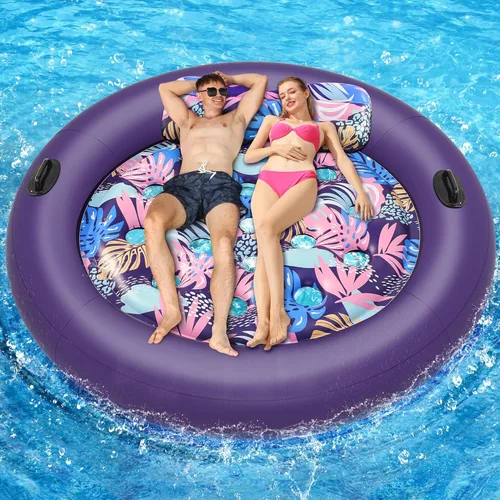 Miniatura 11 de OKSUWATER - Flotadores de piscina para adultos, resistente, 75 x 75 pulgadas, flotador inflable para piscina con almohada extraíble y asas