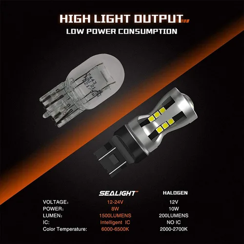 Miniatura 6 de SEALIGHT Bombilla LED 7440 7443, 6000K blanco brillante 3000LM para 7441 992 T20 W21W 7444 bombillas LED de repuesto para luces de marcha atrás