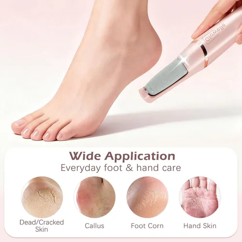 Miniatura 5 de Glowelle Removedor eléctrico de callos de pies, removedor eléctrico de callos para pies, kit de herramientas de pedicura portátil recargable, Rosa