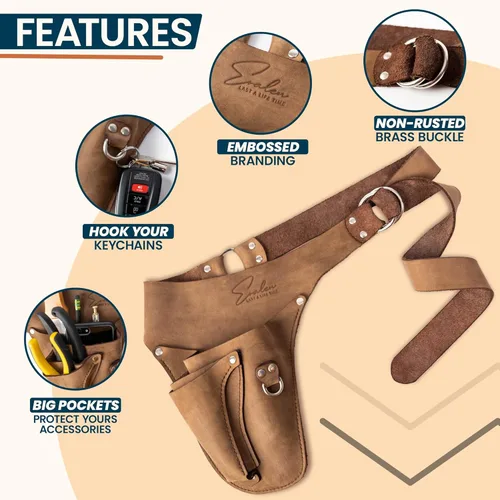 Miniatura 6 de Cinturón de cuero para jardín para mujer, funda para herramientas de floristería, delantal de jardinería, caja de regalo incluida, soporte