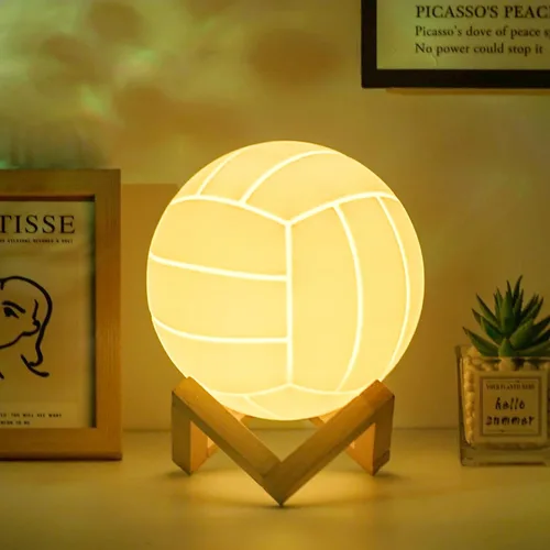 Miniatura 8 de Mydhall - Luz nocturna 3D de voleibol con control remoto, lámpara de mesa de 16 colores, regalos para papá, hombres, niños y fanáticos