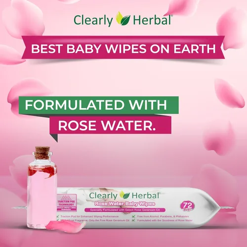 Miniatura 3 de Toallitas para bebé, fórmula de agua de rosas, hechas con aceites esenciales y extractos de hierbas naturales, paquete de 288 toallitas a base