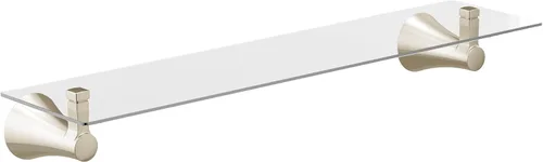 Moen YB0390NL Flara Collection - Estantería de cristal para tocador de baño, 21 pulgadas de ancho, níquel pulido