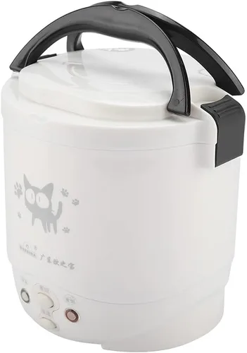 12V 100W 1L olla de arroz portátil eléctrica para el coche, vaporizador multifuncional de alimentos, blanco, revestimiento antiadherente