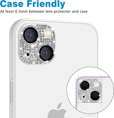 Miniatura 31 de Protector de lente de cámara diseñado para iPhone 12 Pro Max, con diamantes de imitación 3D con diamantes de imitación 9H, vidrio templado, Rosado