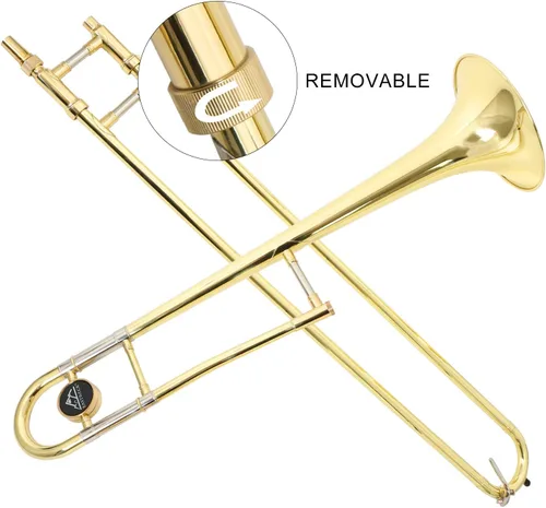 Miniatura 4 de EASTROCK Trombón tenor de deslizamiento Bb de latón Instrumento musical con estuche duro, boquilla, guantes, paño de limpieza para estudiantes