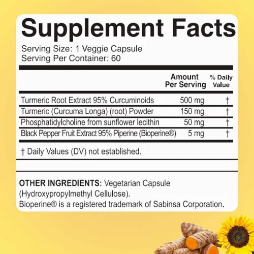 Miniatura 6 de Cúrcuma de alta potencia del Dr. Colbert con bioperina 60 cápsulas 500 mg extracto de raíz de cúrcuma