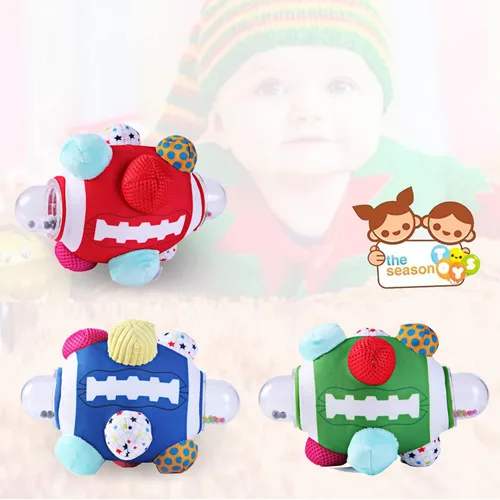 Miniatura 6 de Pelota de fútbol con baches para desarrollo cognitivo de bebés, niños y niñas, recién nacidos a 36 meses, juguete sensorial de sonajero de fútbol