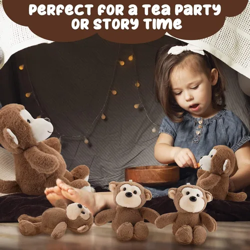 Miniatura 4 de Lewtemi 5 piezas de animales de peluche grandes de mono con 4 lindos monos de peluche suaves animales de peluche para niños y niñas, regalos