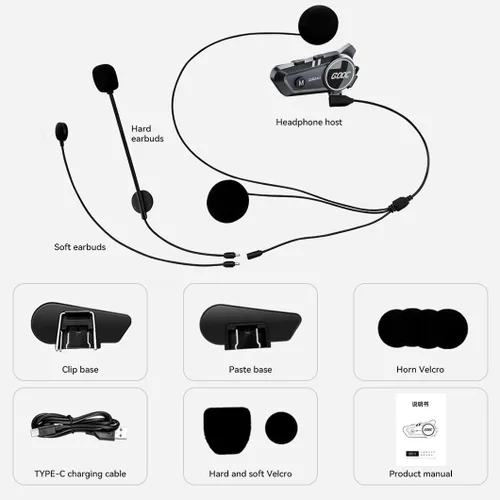 Miniatura 7 de Casco de motocicleta con auricular Bluetooth, intercomunicador Bluetooth, 2 conductores, cancelación de ruido, sistemas de comunicación