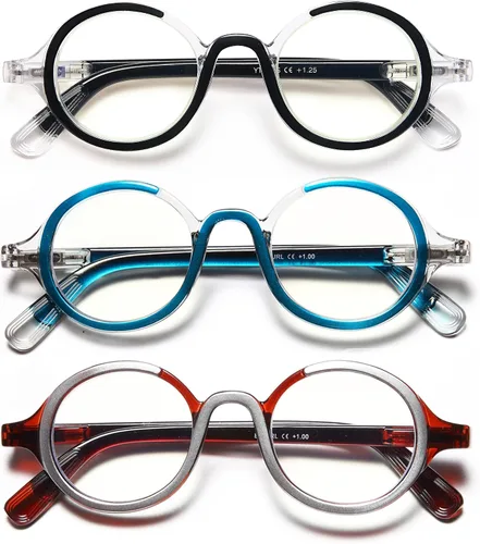 Lentes de lectura redondos retro para hombres y mujeres, elegante diseño de marco de color, bloqueo de luz azul, bisagras de resorte, lectores de