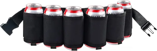 BLIRITEL Cinturón de cerveza, paquete de 6 soportes para cinturón de cerveza para hombres, funda de cinturón de soda de cerveza, bolsa de cintura