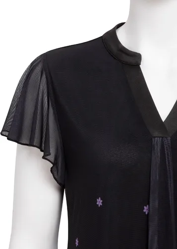 Miniatura 3 de VALOLIA Blusas de verano para mujer, cuello en V, manga corta, volantes, blusas de doble capa, camisas elegantes florales