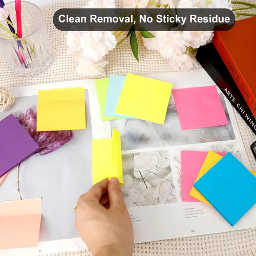 Miniatura 3 de Notas adhesivas – Pequeñas notas adhesivas de 3 x 3 pulgadas, suministros de decoración de oficina, mini bloc de notas autoadhesivas, pestañas