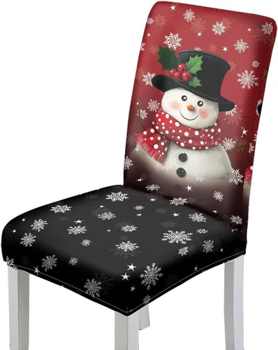 Miniatura 18 de HUGS IDEA Christmas Lights Seat Covers for Dining Room Chairs Set of 6 Xmas Stretch Chair Slipcovers Protector Removable and Washable Kitchen Dining