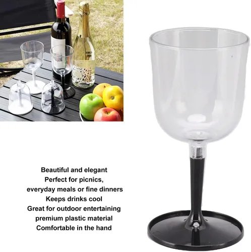 Miniatura 2 de GLOGLOW Copa de vino plegable, copas de vino portátiles de viaje, copas de vino de plástico transparente inastillables para barbacoa al aire libre