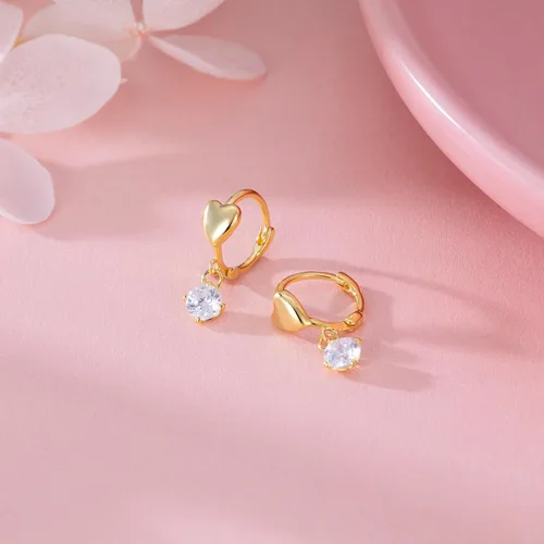 Miniatura 4 de SLUYNZ Aretes de aro de plata de ley con forma de corazón pequeño para mujer
