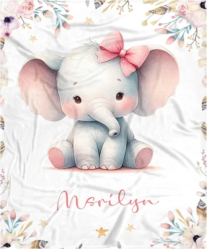 Miniatura 47 de Manta de bebé personalizada para niñas y niños pequeños, recién nacidos, regalos personalizados de vaca floral con nombre y texto, 40 x 30 pulgadas