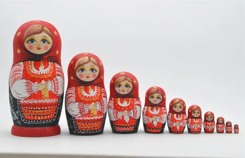Miniatura 2 de Muñecas rusas de anidación para niños, muñeca Matryoshka 10 piezas hechas a mano