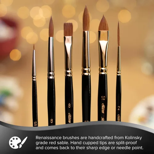 Miniatura 5 de Silver Brush 7102-3 Renaissance - Cepillo de mango largo de color rojo puro de alta calidad, brillante, tamaño 3