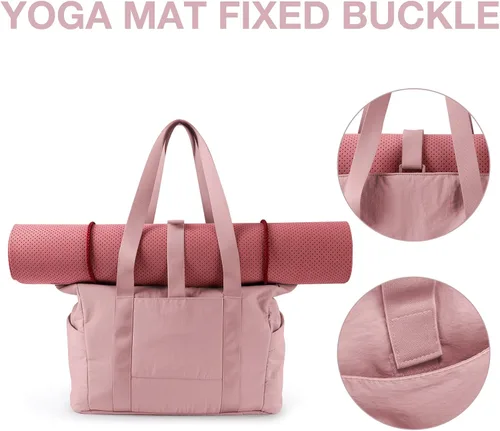 Miniatura 4 de BAGSMART Bolso de mano grande para mujer, bolso de hombro con asa superior con hebilla para esterilla de yoga para gimnasio, trabajo, escuela
