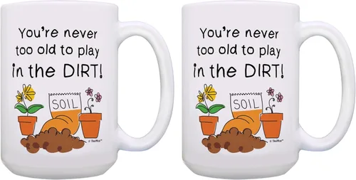 Miniatura 11 de Master Gardener Gifts You're Never Too Old to Play in Dirt - Regalos de jardinería para mujeres, taza de café de 11 onzas, taza de té, color blanco