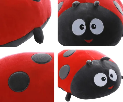 Miniatura 3 de GOOC Lindos animales de peluche de mariquita de 15.7 pulgadas, juguetes de peluche de mariquita, almohada de peluche de anime Lady Beetle, almohada