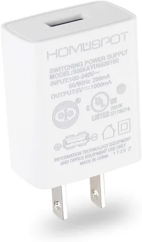 Cargador de pared USB certificado UL 5V1A enchufe en la puerta Adaptador de CA de alimentación de viaje oficina uso doméstico - 1 paquete blanco