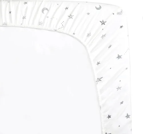 Miniatura 5 de American Baby Company - Sábana de cuna ajustable 100 % algodón natural de tejido de jersey Estrellas y lunas grises