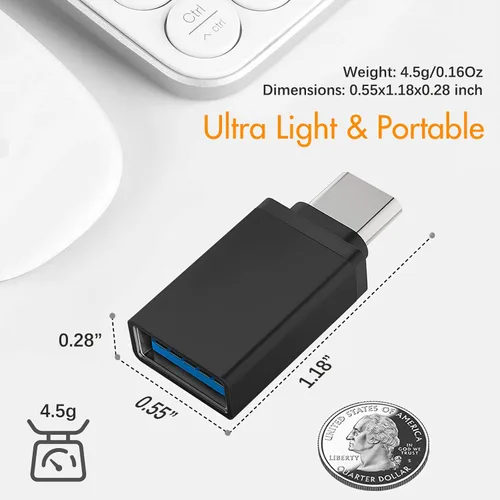 Miniatura 5 de Adaptador USB C a USB 3.0, paquete de 4 adaptadores USB C a A macho a hembra compatibles con MacBook 2018 2017 2016, Samsung Galaxy Note 8, Galaxy