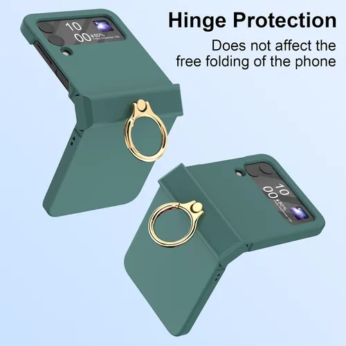 Miniatura 4 de Funda compatible con Galaxy Z Flip 4 con protección de bisagra y soporte de anillo, funda protectora delgada y fina para Samsung Z Flip 4 5G