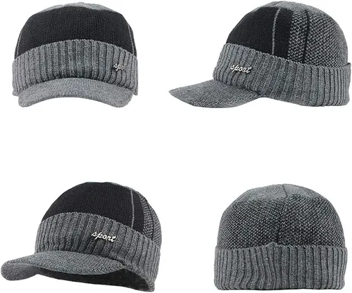 Miniatura 6 de Gorro de invierno para hombre con forro polar, con visera