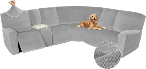 Miniatura 544 de Arfntevss Fundas de sofá seccional reclinable de terciopelo, Funda de sofá seccional de esquina para sofá reclinable, Funda elástica suave