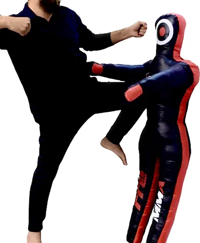 Maniquí de lucha libre de piel sintética BJJ MMA Judo Karate Adult Jiu Jitsu Maniquí - Sin relleno (negro, 6 pies/72 pulgadas)
