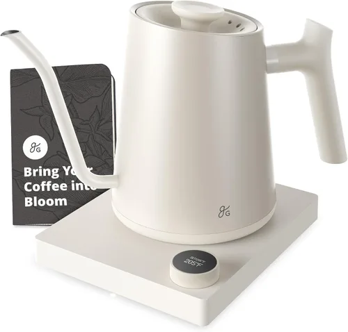 Miniatura 2 de Greater Goods Hervidor eléctrico de cuello de cisne y báscula de café, diseñada en San Luis, blanco abedul