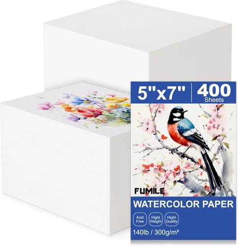 400 hojas de papel de acuarela de 5 x 7 pulgadas a granel, papel de color blanco de 140 libras/300 GSM para niños y adultos artistas. Papeles de