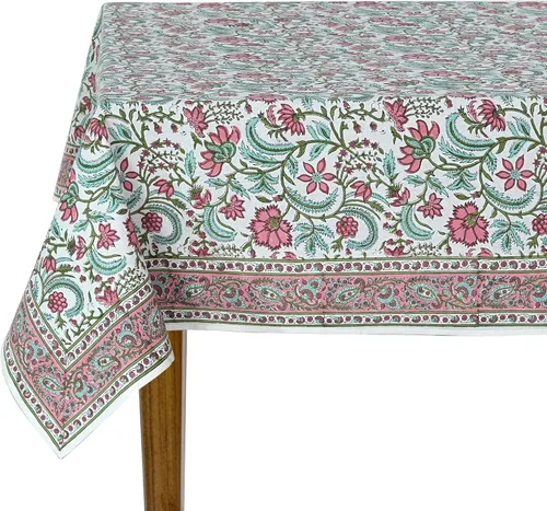 Miniatura 45 de Ridhi Mantel rectangular de algodón con estampado de bloque a mano amarillo mostaza, 102 x 48 pulgadas, reutilizable, decorativo para uso diario