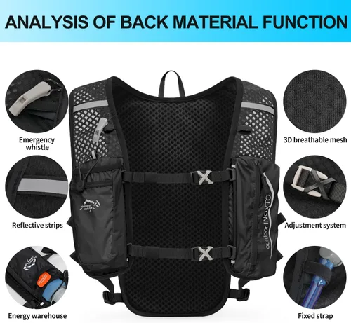 Miniatura 2 de INOXTO Running Hydration Vest Backpack,Lightweight Insulated Pack with 1.5L Water Bladder Bag Daypack for Trail Hiking Running Cycling Race Marathon